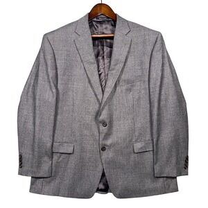 Lauren Ralph Lauren Blazer Men 48R Grey 100% Wool Micro Check Sport Coat